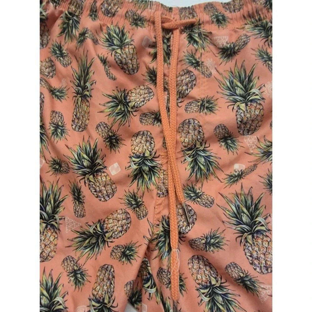 Spicy Tuna Men's Swim Trunks Small pink/green‎ pineapple design drawstring swim